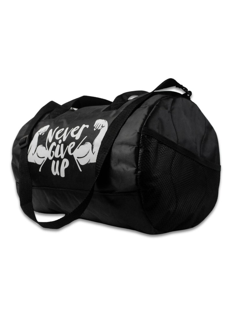 Brand Stores Never Give Up Sports Duffel Bag – Heavy Duty Canvas, Gym & Travel Use, Adjustable Strap – Black - Image 2